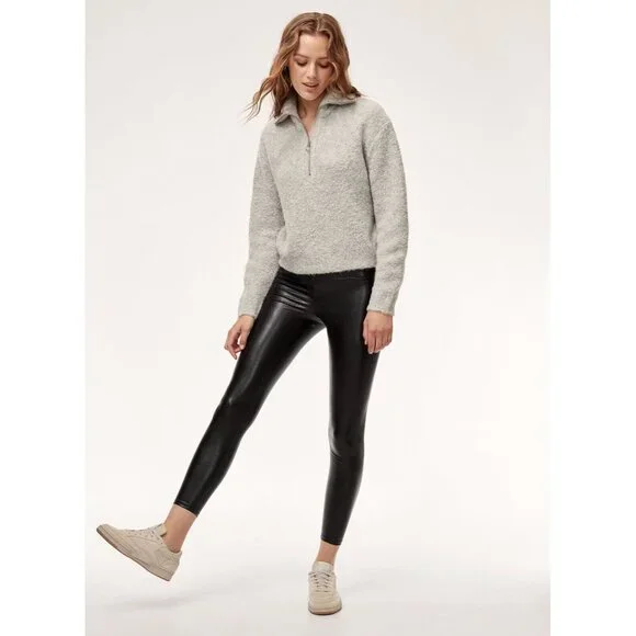 Aritzia WILFRED FREE Daria Black Vegan Leather High Rise Ankle Leggings, Size S - Picture 9 of 14